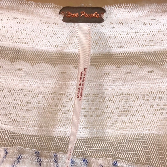 Free People White Blue Lace Stripped Blouse Size S - Picture 3 of 4